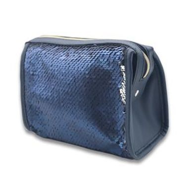 Cosmetiquera Rectangular Lentejuelas Plástico Azul Marino 21.5x15.3x10.3 cm Bolsas y mochilas