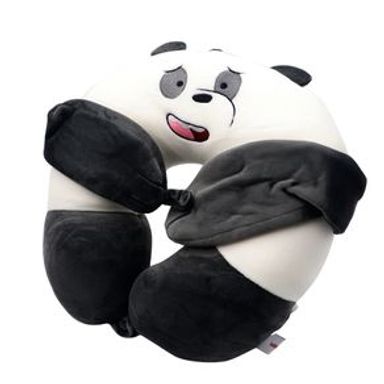 Almohada De Viaje Con Antifaz We Bare Bears Panda     Blanco 31x31 cm