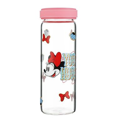 Cilindro Disney Minnie Mouse Con Tapa Vidrio Rosa 300 ml