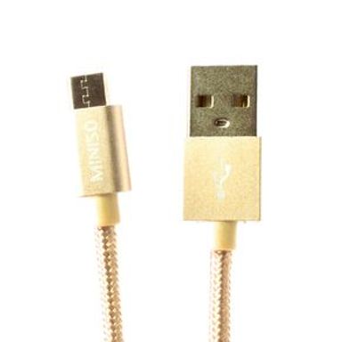 Cable De Datos Tejido Micro USB A USB Dorado 1 m