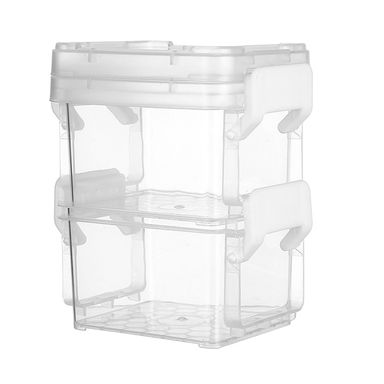 Caja De Almacenamiento De Dos Capas Con Asa Plástico Transparente 9x6.4x10.5 cm