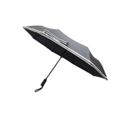 Paraguas De Triple Pliegue Plegable 100% Fibra De Poliéster Negro 53.5 cm