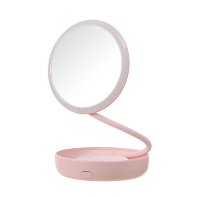Espejo De Maquillaje 360° Luz Led Rosa