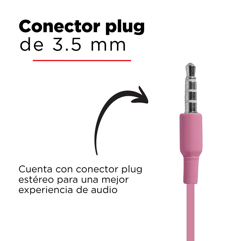 Audífonos De Cable 3.5 mm Rosas 1 m