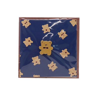 Tarjeta De Felicitación Con Pin Oso Papel Azul 10.8x10.8 cm
