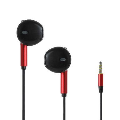 Audífonos De Cable 3.5 mm Negros Con Rojo 120 cm