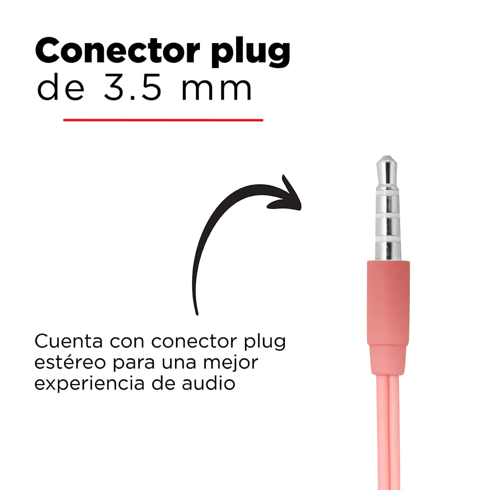 Audífonos De Cable  Mod HF233 Rosa Entrada plug 3.5 mm