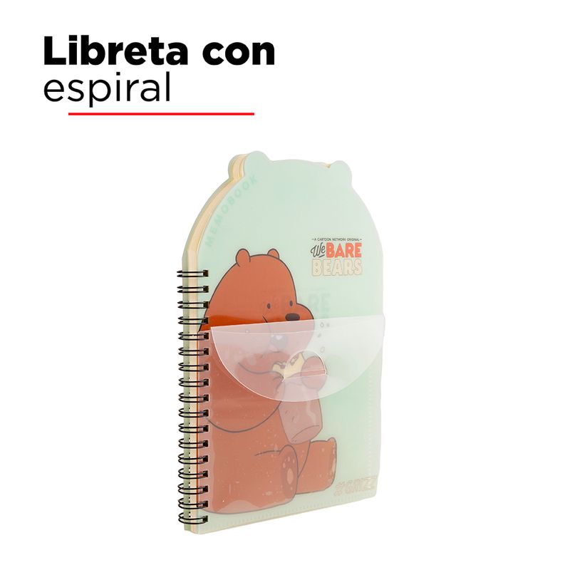 Libreta-De-Notas-Con-Espiral-We-Bare-Bears-Pardo-Rayas-Azul-14-6x21-2-cm-80-Hojas-2-9883