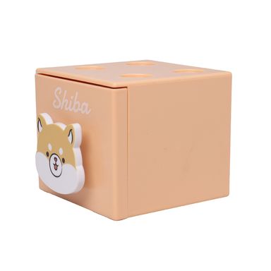 Cubo Shiba Inu Organizador Plástico Beige 9x8 cm