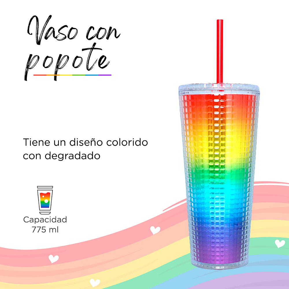 Miniso Vaso Con Tapa Y Popote Vidrio 460 ml