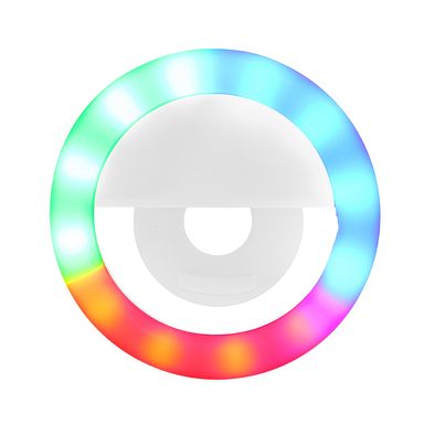 Mini Aro De Luz Con Clip Para Celular RGB Plástico Blanco 9.5x9.5 cm