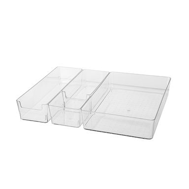 Set Cajas De Almacenamiento Plástico 9.4x9.4x6.2 cm, 19.3x9.4x6.2 cm, 29.8x9.4x6.2 cm, 29.8x20x6.2 cm 4 Piezas