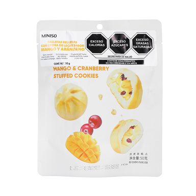 Galletas Rellenas Con Crema De Leche Sabor Mango Y Arándano 50 gr