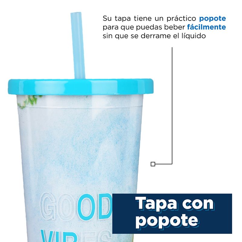 Vaso De Dos Capas Con Popote - Cocina - Miniso en Línea