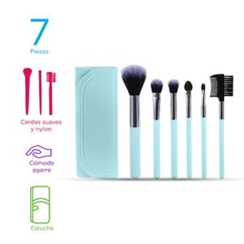 Set De Brochas Para Maquillaje Con Estuche Salud y Belleza