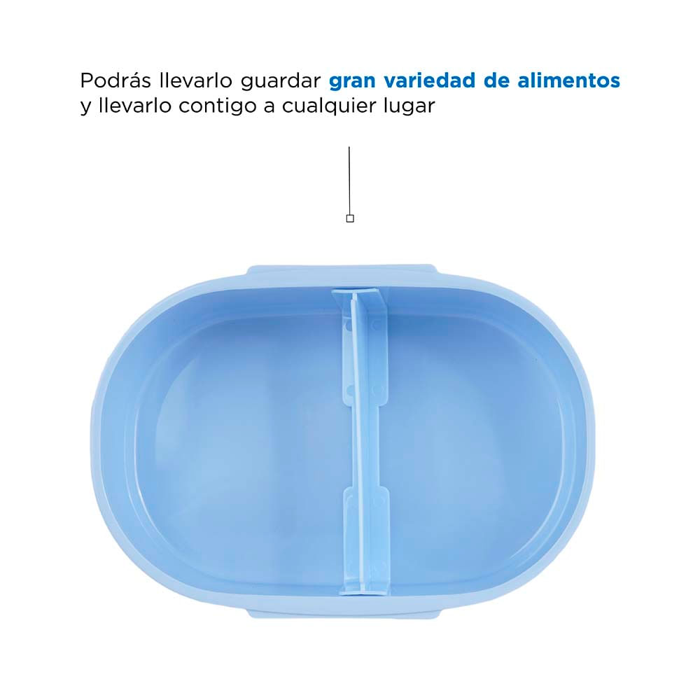 Contenedor Para Comida Con División We Bare Bears Polar Plástico Azul 17.7x5.7 cm 650 ml