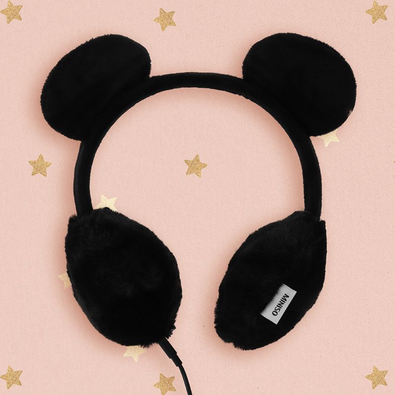 Miniso Audífonos De Diadema Con Cable Disney Minnie Mouse Infantiles Negros  120 cm