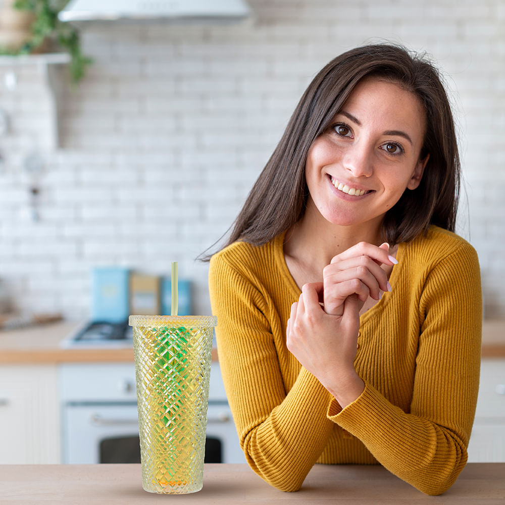 Vaso Con Tapa Y Popote Doble Capa Travelling - Cocina - Miniso en Línea