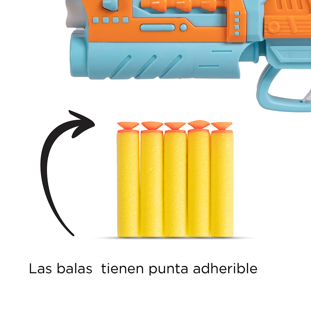 Pistola De Juguete Con Balas Suaves Azul 19.5x12.5x4.4 cm 6 Piezas