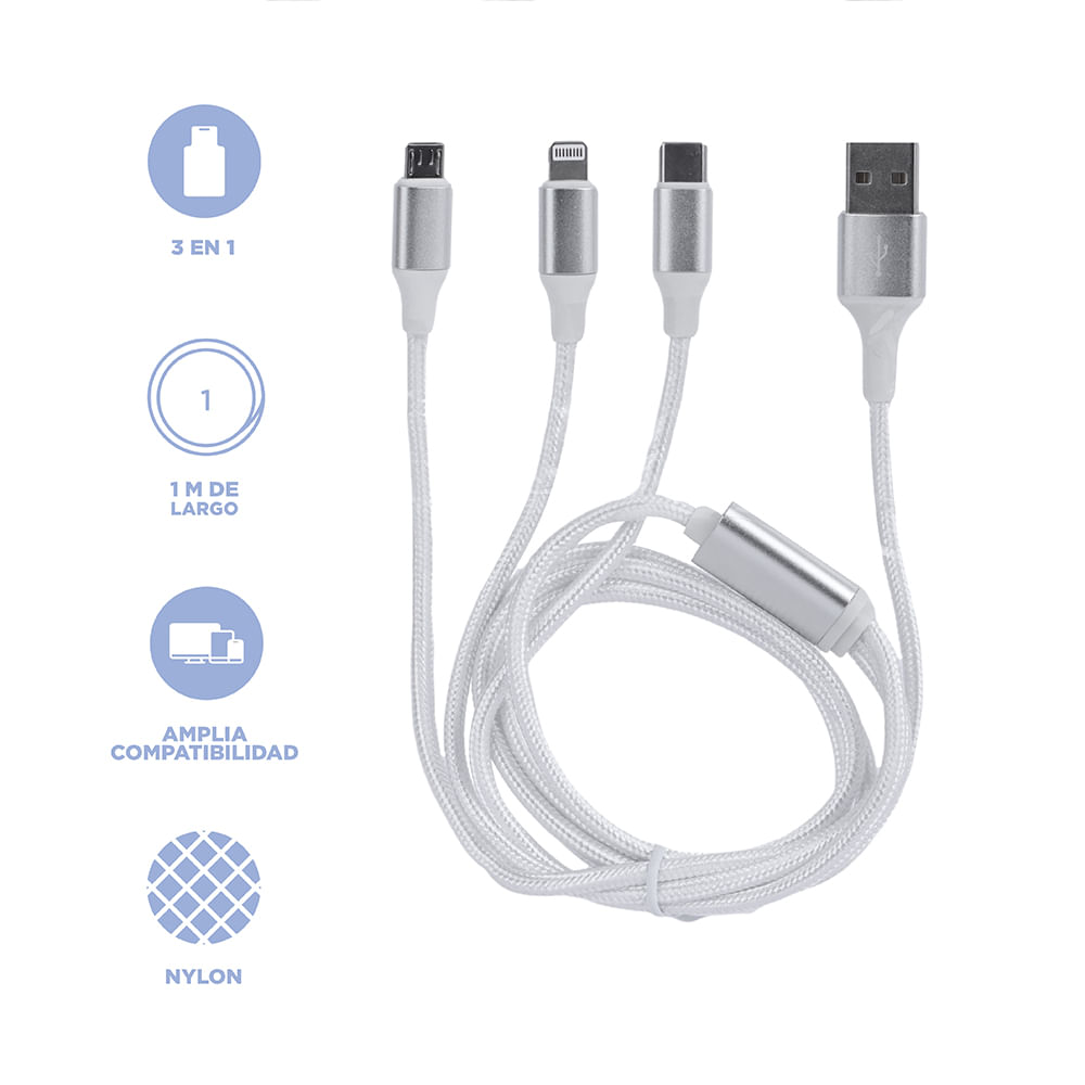 SN01-1M-Micro-Blanco, Cable USB fácilmente retráctil para una carga rápida, Carga rápida 3.0
