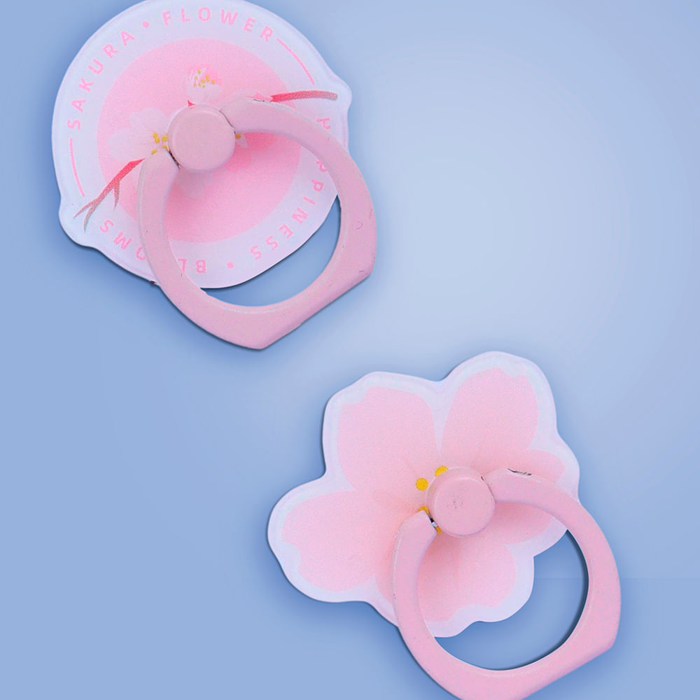 Set Soportes Para Celular Tipo Anillo Sakura Blossom Acrílicos 3.5 cm 2 Piezas
