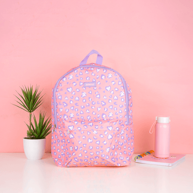 Mochila Casual Estampado Animal Print 100% Poliéster Rosa 27x13x39 cm