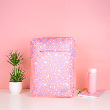 Mochila Casual Estampado Animal Print Rectangular 100% Poliéster Rosa 29x10x39 cm