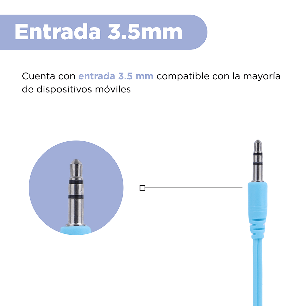Audífonos De Diadema Con Cable Infantiles Sintéticos Multicolor 120 cm 3.5 mm