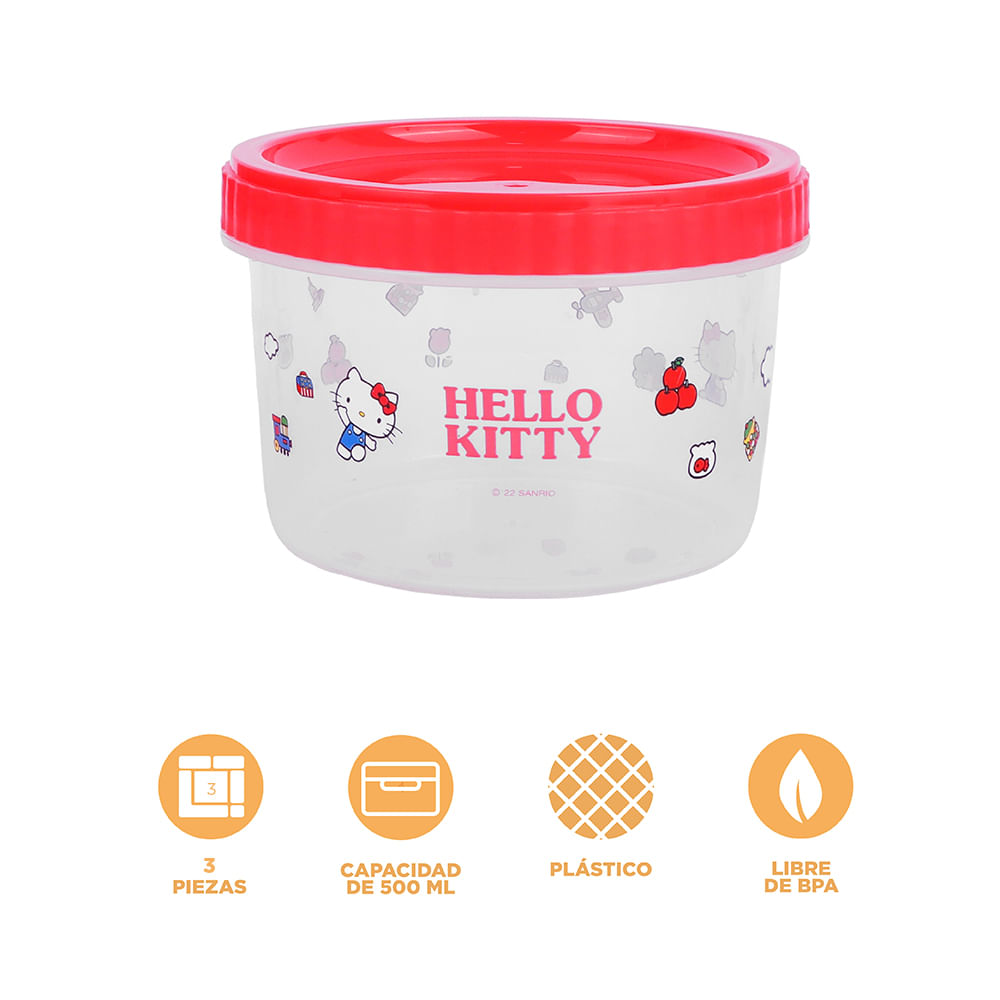 Contenedor de alimentos de almacenamiento de válvula de aire de personajes  de Sanrio Hello Kitty (2 piezas)