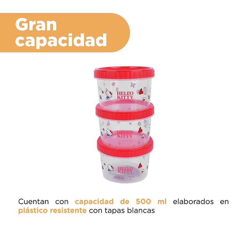 Contenedor de alimentos de almacenamiento de válvula de aire de personajes  de Sanrio Hello Kitty (2 piezas)