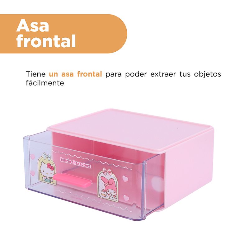 Organizador Sanrio Hello Kitty Rosa Baby de Plástico C/2 Cajones - La Niña  de los Plumones