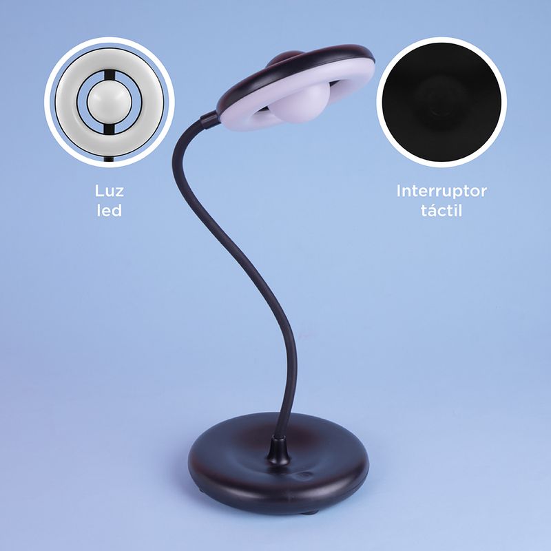 Lampara Mesa Cuello Flexible Luz Led Interruptor Tactil