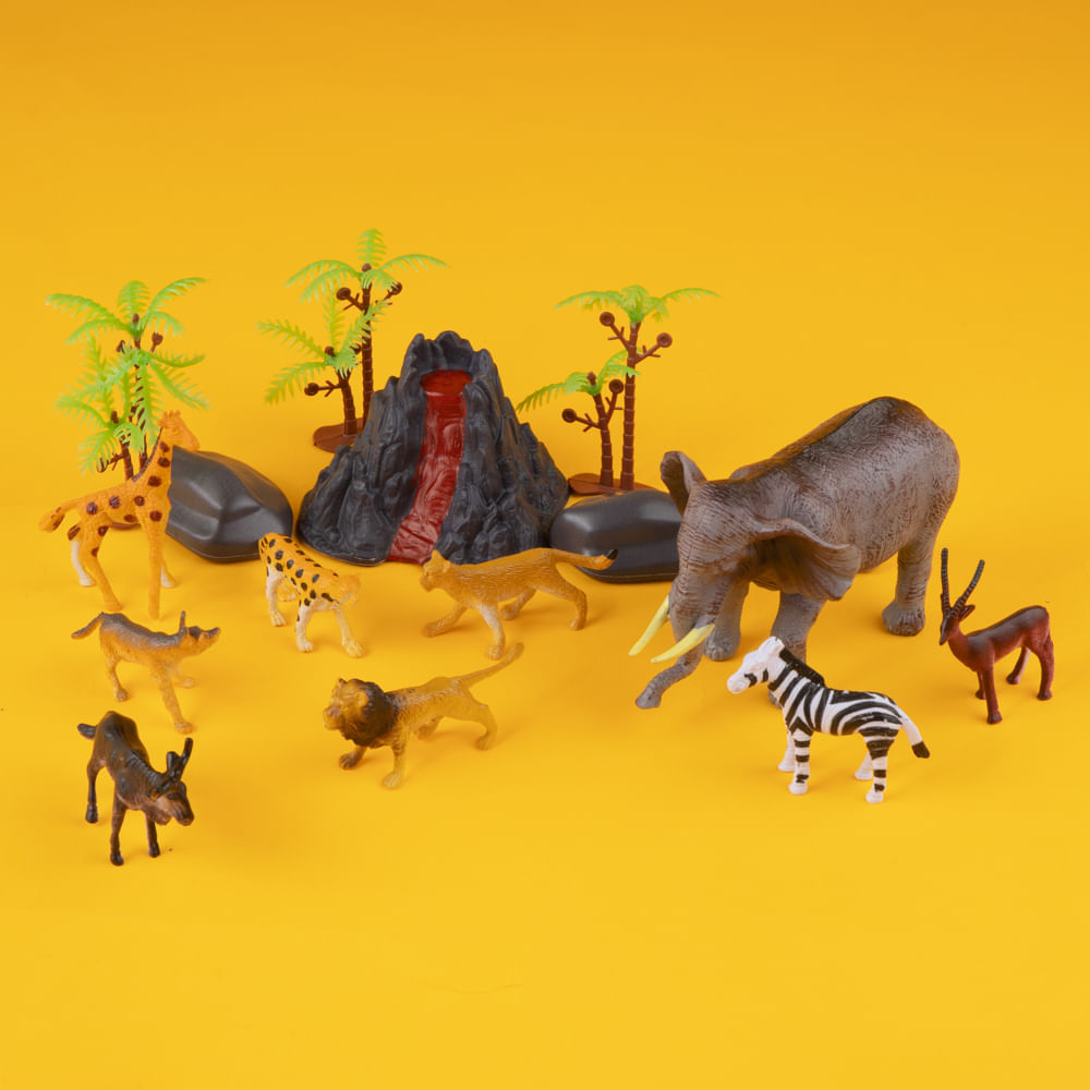 Set Figuras Animales De La Selva Sintéticos 15 Piezas