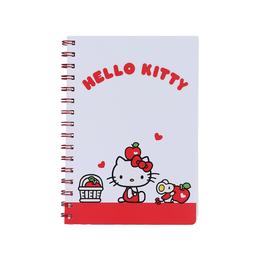 Libreta De Espiral Sanrio Hello Kitty Blanca 14.5x20.7 Cm 64 Hojas Rayas