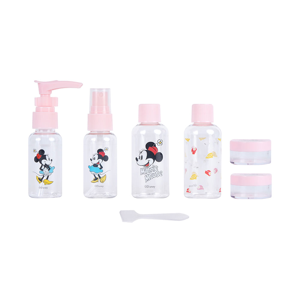 Kit Botellas De Viaje Disney Minnie Mouse Rosas 6 Piezas