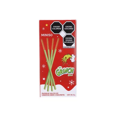 Palitos De Galleta El Grinch Con Cobertura 30 gr Sabor Choco menta