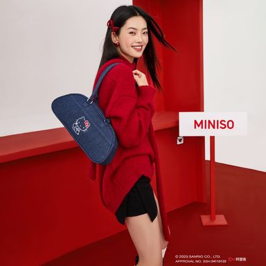 BlindLab Bolso Bucket Sanrio Hello Kitty Tipo Mezclilla Textil Azul